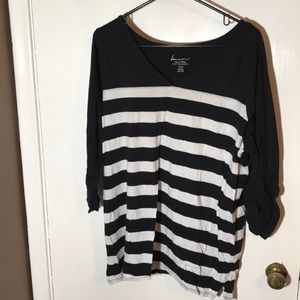 Lane Bryant black and white striped top